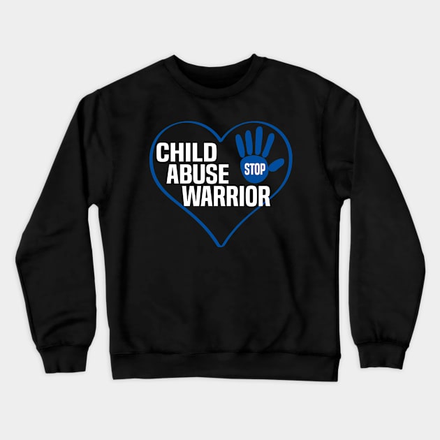 Child Abuse Awareness Warrior Blue Heart Crewneck Sweatshirt by Uniqueify